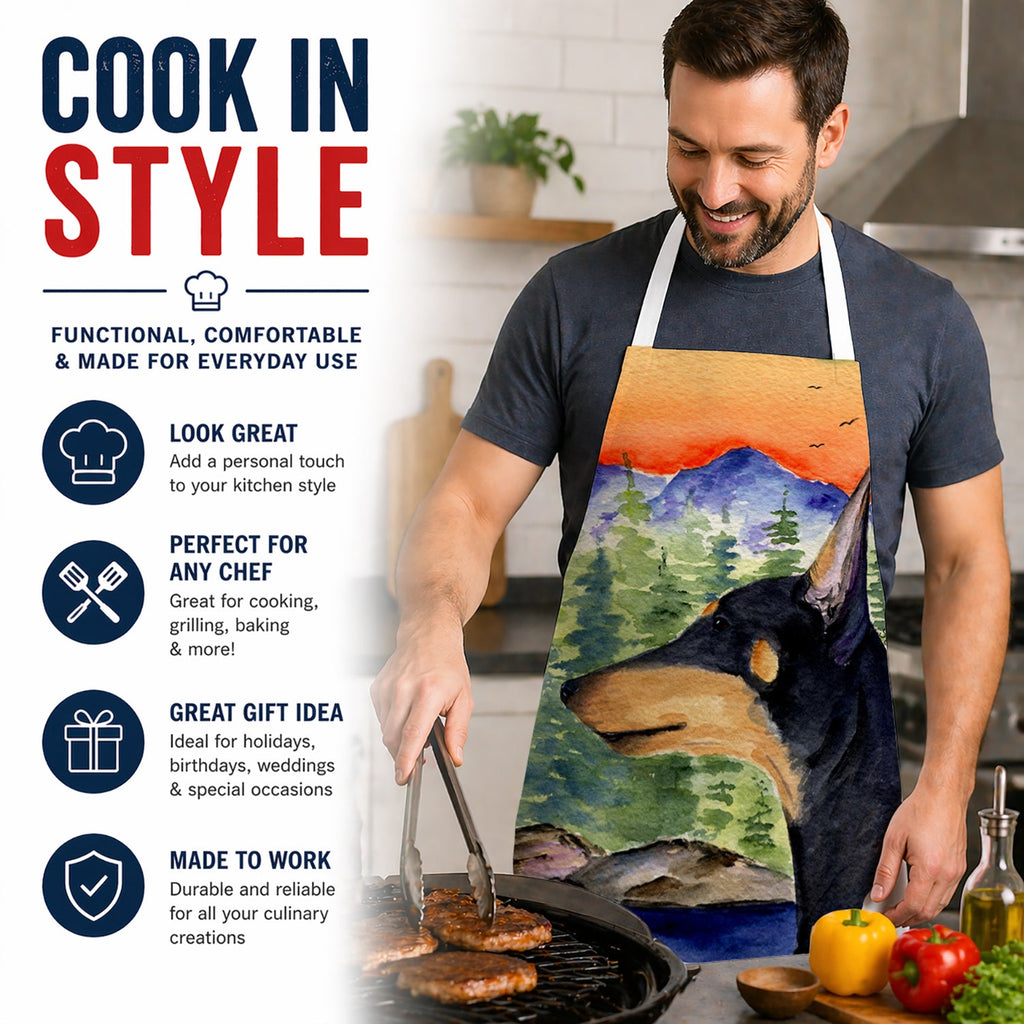 Manchester Terrier Apron Cooking Kitchen Server Baking Crafts Gardening for Adult Women Men, Unisex, Large, Multicolor