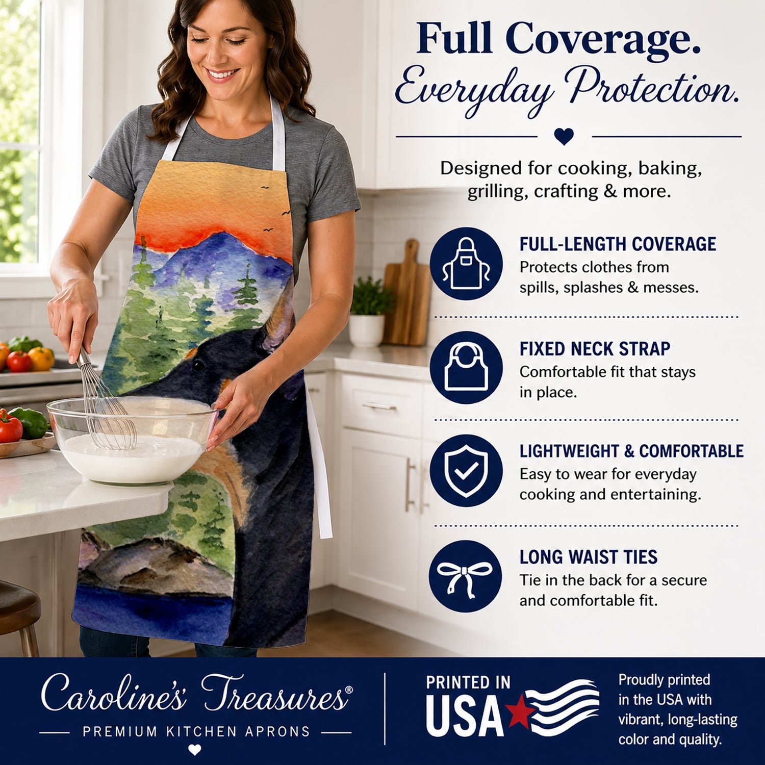 Manchester Terrier Apron Cooking Kitchen Server Baking Crafts Gardening for Adult Women Men, Unisex, Large, Multicolor