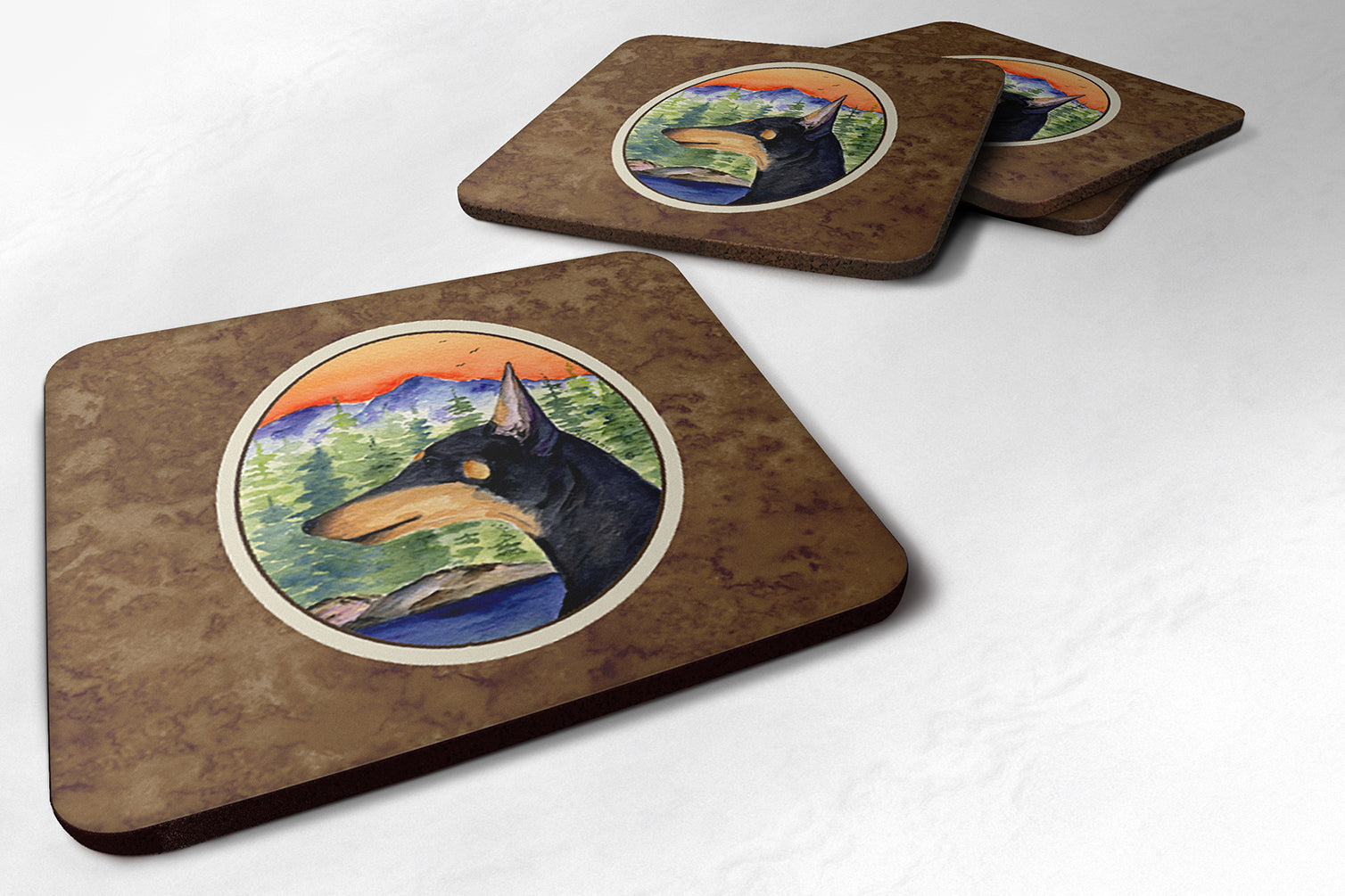 Manchester Terrier Foam Coasters Set of 4 Cup Coasters for Indoor Outdoor, Tabletop Protection, Anti Slip, Mouse pad Material