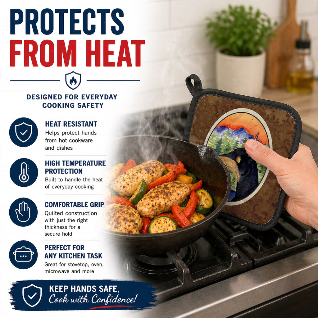 Manchester Terrier Pot Holder Set of 2 Heat Resistant Quilted Hot Pads 7.5 x 7.5 Inch, Insulated Kitchen Trivets for Cooking & Baking