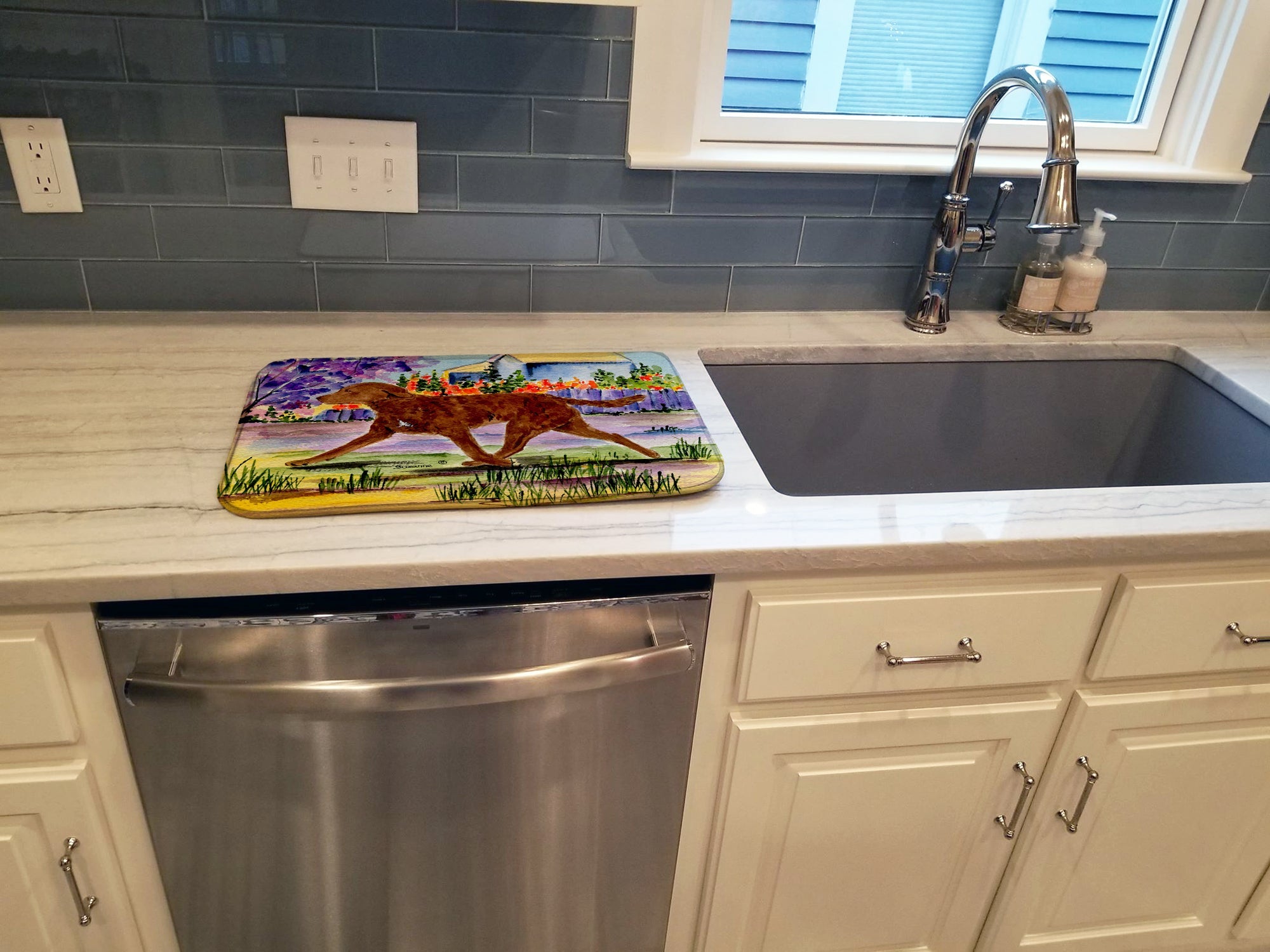 Chesapeake Bay Retriever Dish Drying Mat Absorbent Dish Drying Mat Pad for Kitchen Counter Dish Drainer Mat for Countertop, 14 x 21", Multicolor