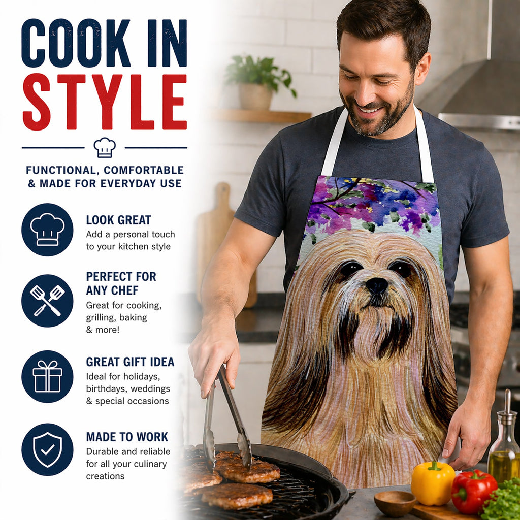 Lhasa Apso Apron Cooking Kitchen Server Baking Crafts Gardening for Adult Women Men, Unisex, Large, Multicolor