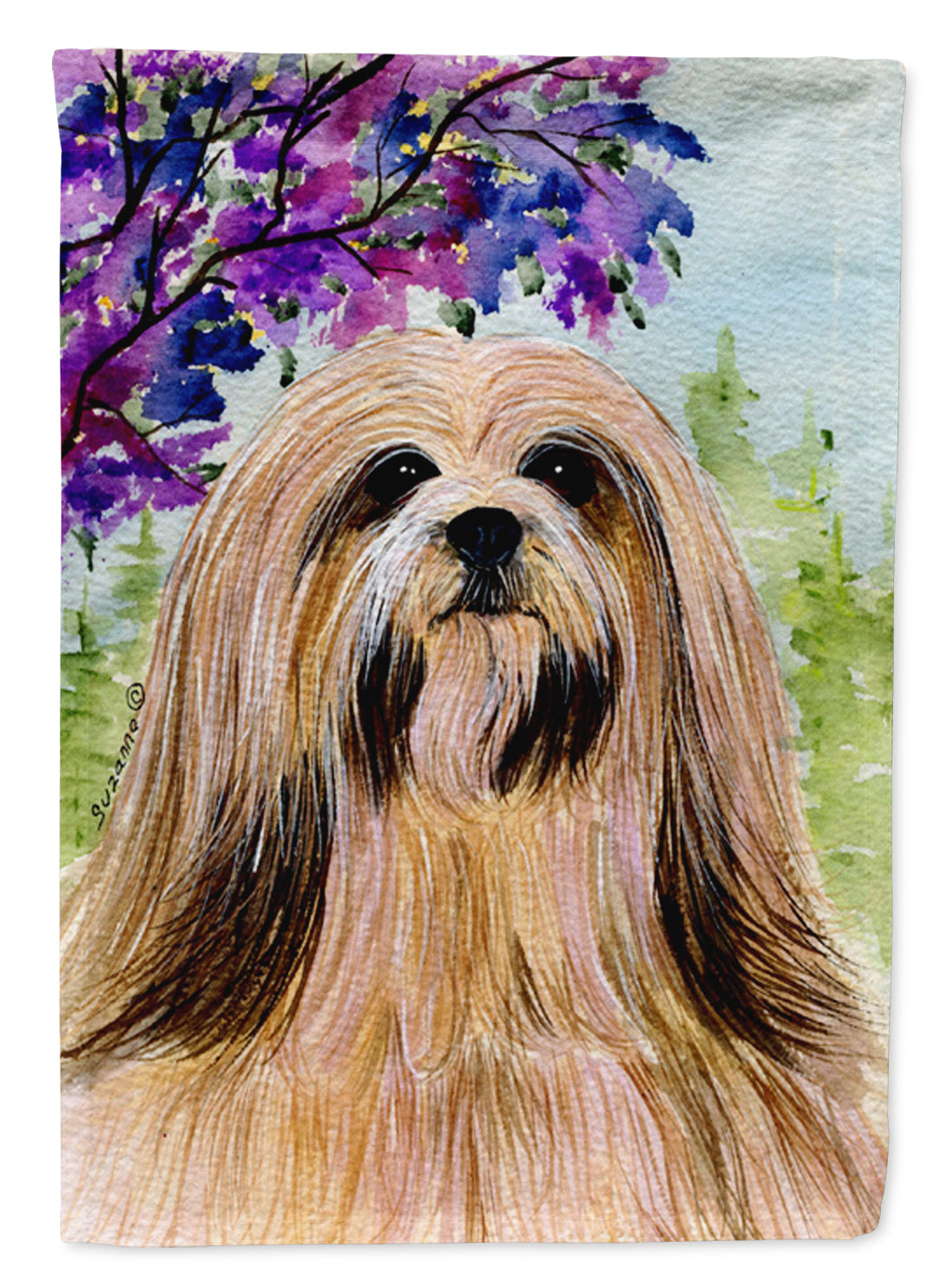 Lhasa Apso House Flag 28x40 Porch Sleeve Pole Decorative Outside Yard Banner Artwork Wall Hanging, Polyester