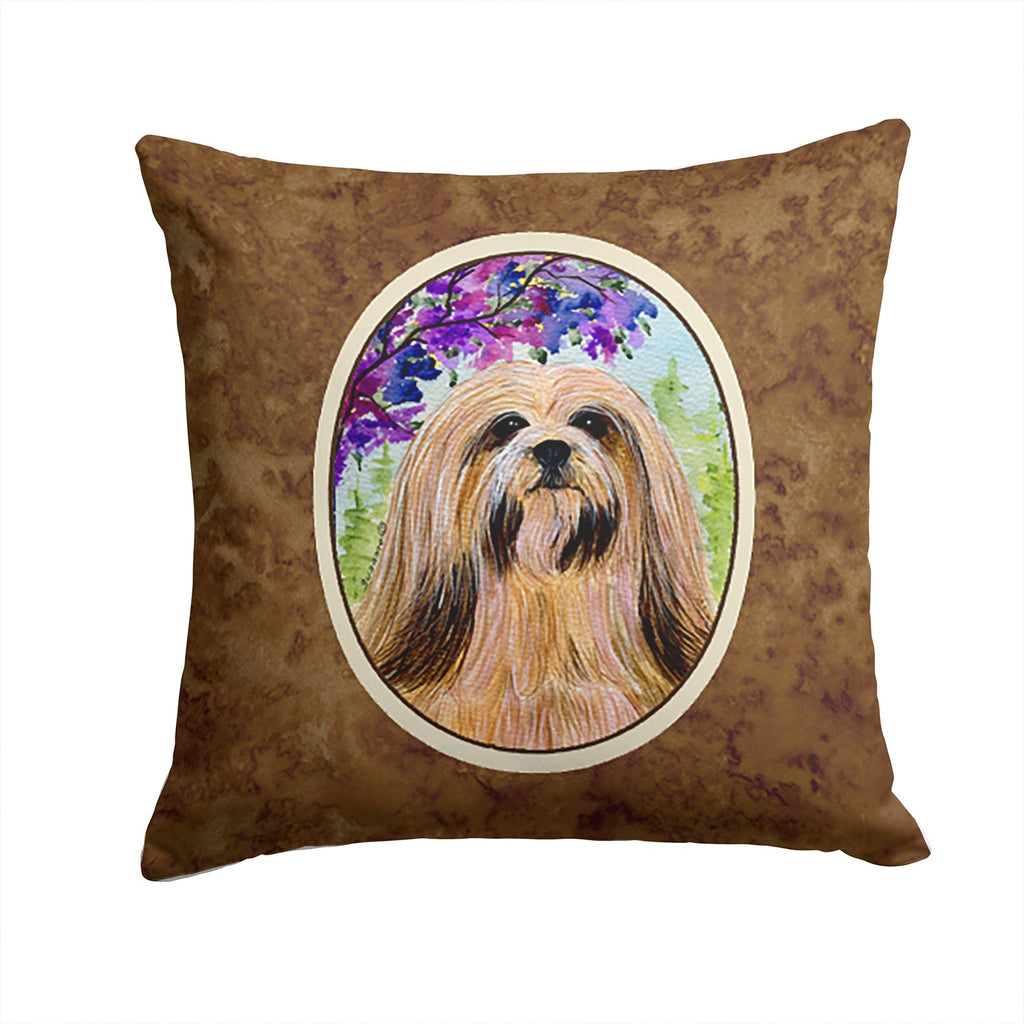 Lhasa Apso Decorative Throw Pillow 14x14 Indoor Outdoor Accent Cushion, Fabric Cover with Insert for Sofa, Bed, Porch & Living Room