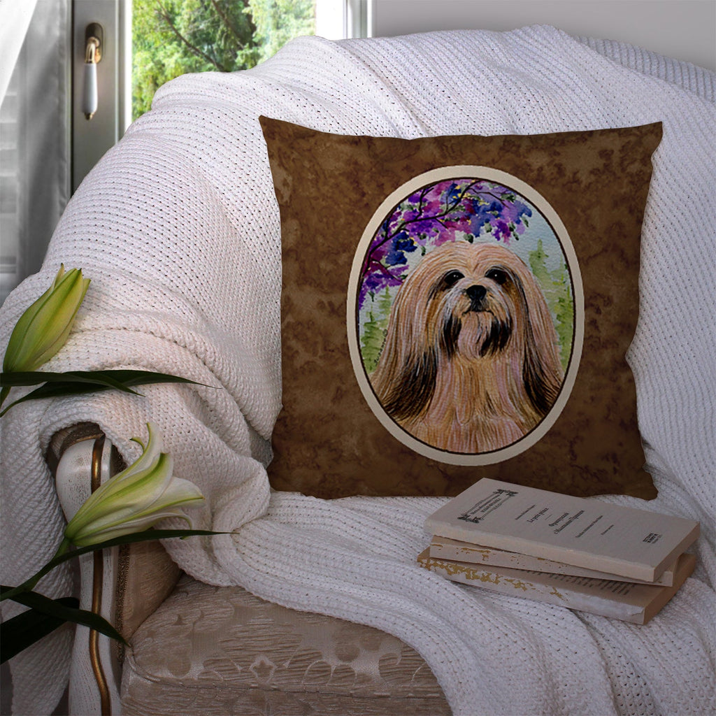 Lhasa Apso Decorative Throw Pillow 14x14 Indoor Outdoor Accent Cushion, Fabric Cover with Insert for Sofa, Bed, Porch & Living Room
