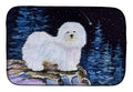 Starry Night Coton de Tulear Dish Drying Mat Absorbent Dish Drying Mat Pad for Kitchen Counter Dish Drainer Mat for Countertop, 14 x 21", Multicolor