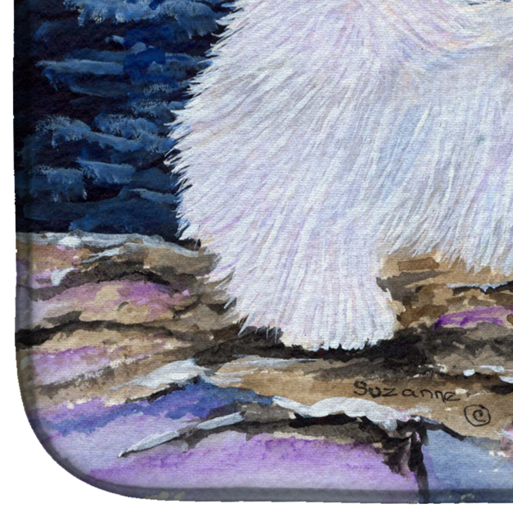 Starry Night Coton de Tulear Dish Drying Mat Absorbent Dish Drying Mat Pad for Kitchen Counter Dish Drainer Mat for Countertop, 14 x 21", Multicolor