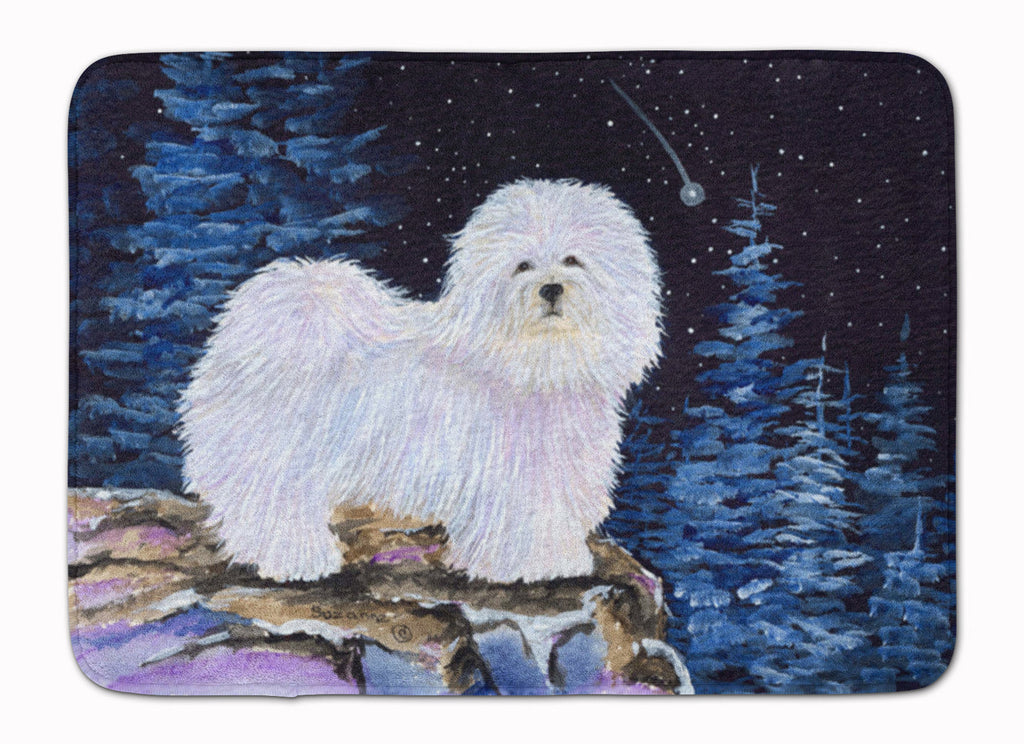 Starry Night Coton de Tulear Memory Foam Kitchen Mat Machine Washable Anti-Fatigue Cushion Comfort Bath or Kitchen Rug