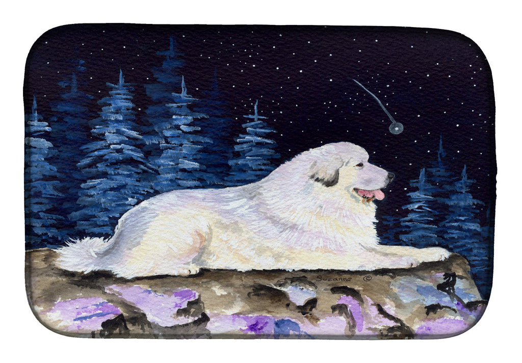 Starry Night Great Pyrenees Dish Drying Mat Absorbent Dish Drying Mat Pad for Kitchen Counter Dish Drainer Mat for Countertop, 14 x 21", Multicolor
