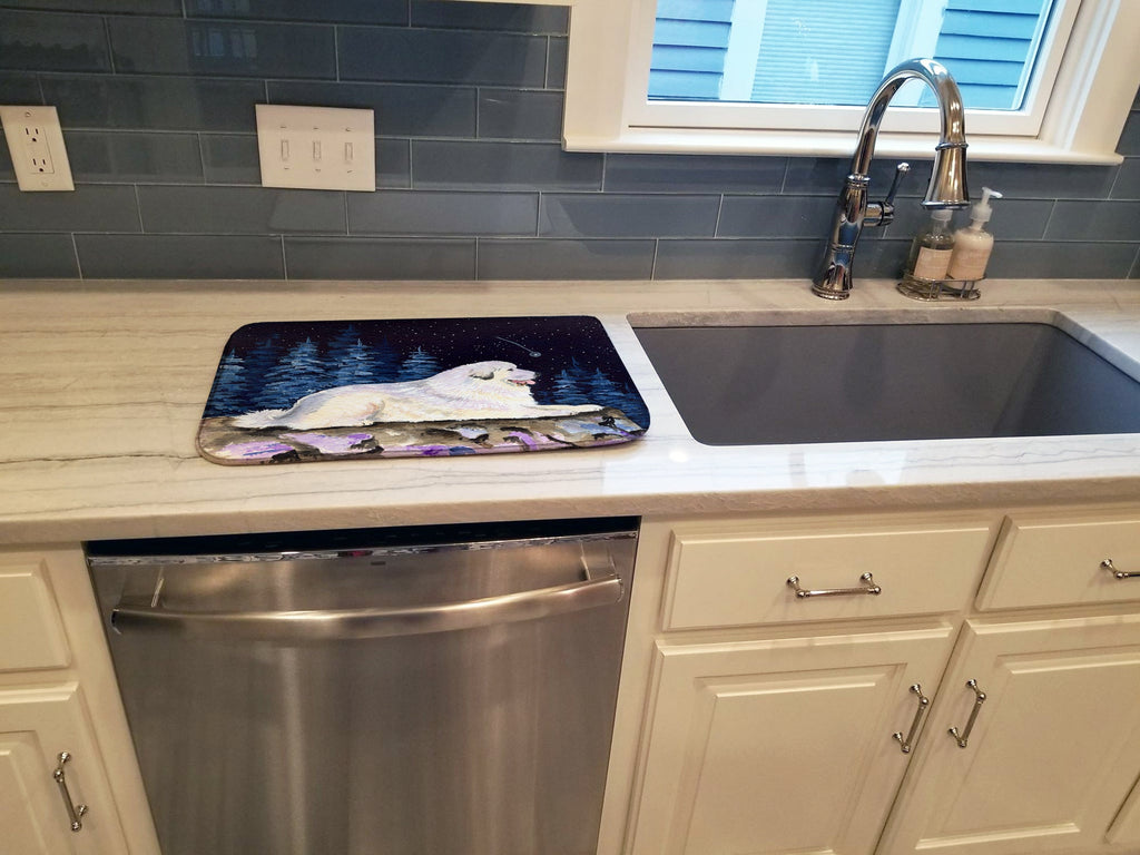 Starry Night Great Pyrenees Dish Drying Mat Absorbent Dish Drying Mat Pad for Kitchen Counter Dish Drainer Mat for Countertop, 14 x 21", Multicolor