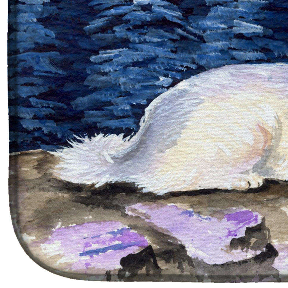 Starry Night Great Pyrenees Dish Drying Mat Absorbent Dish Drying Mat Pad for Kitchen Counter Dish Drainer Mat for Countertop, 14 x 21", Multicolor
