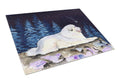 Starry Night Great Pyrenees Cutting Board Tempered Glass Kitchen Cutting Surface, Heat Resistant Chopping, Non-Slip Feet, Food Prep & Serving