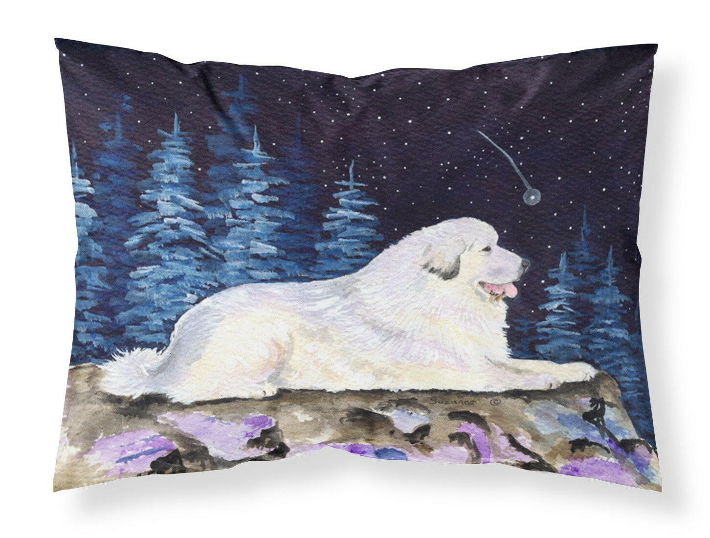 Starry Night Great Pyrenees Standard Pillowcase Lightweight Super Soft Easy Care Decorative Artwork Pillowcase, Standard