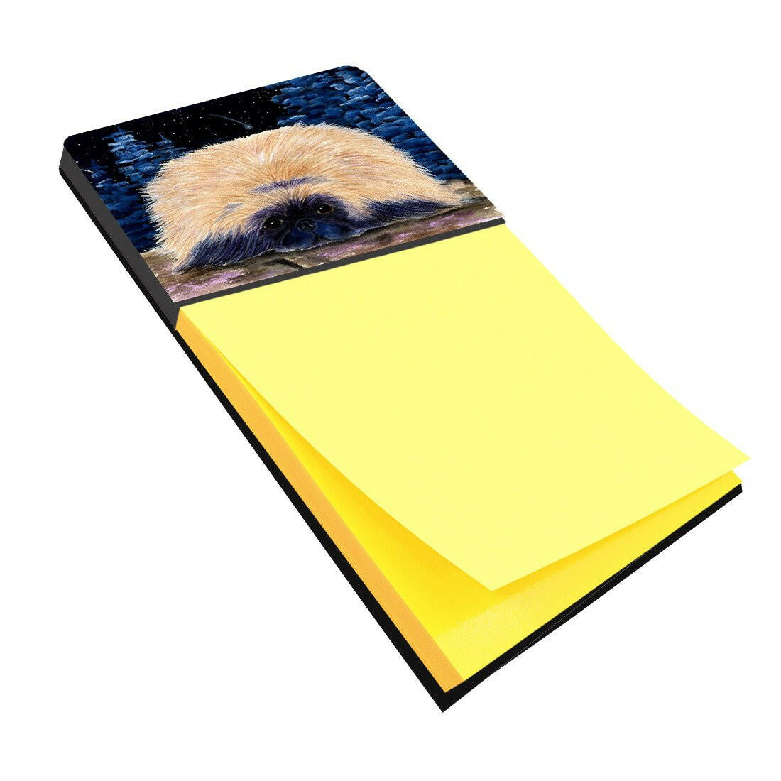 Starry Night Pekingese Watercolor Sticky Note Holder Refillable Dispenser Desk Accessory 3x3 Pad Gift