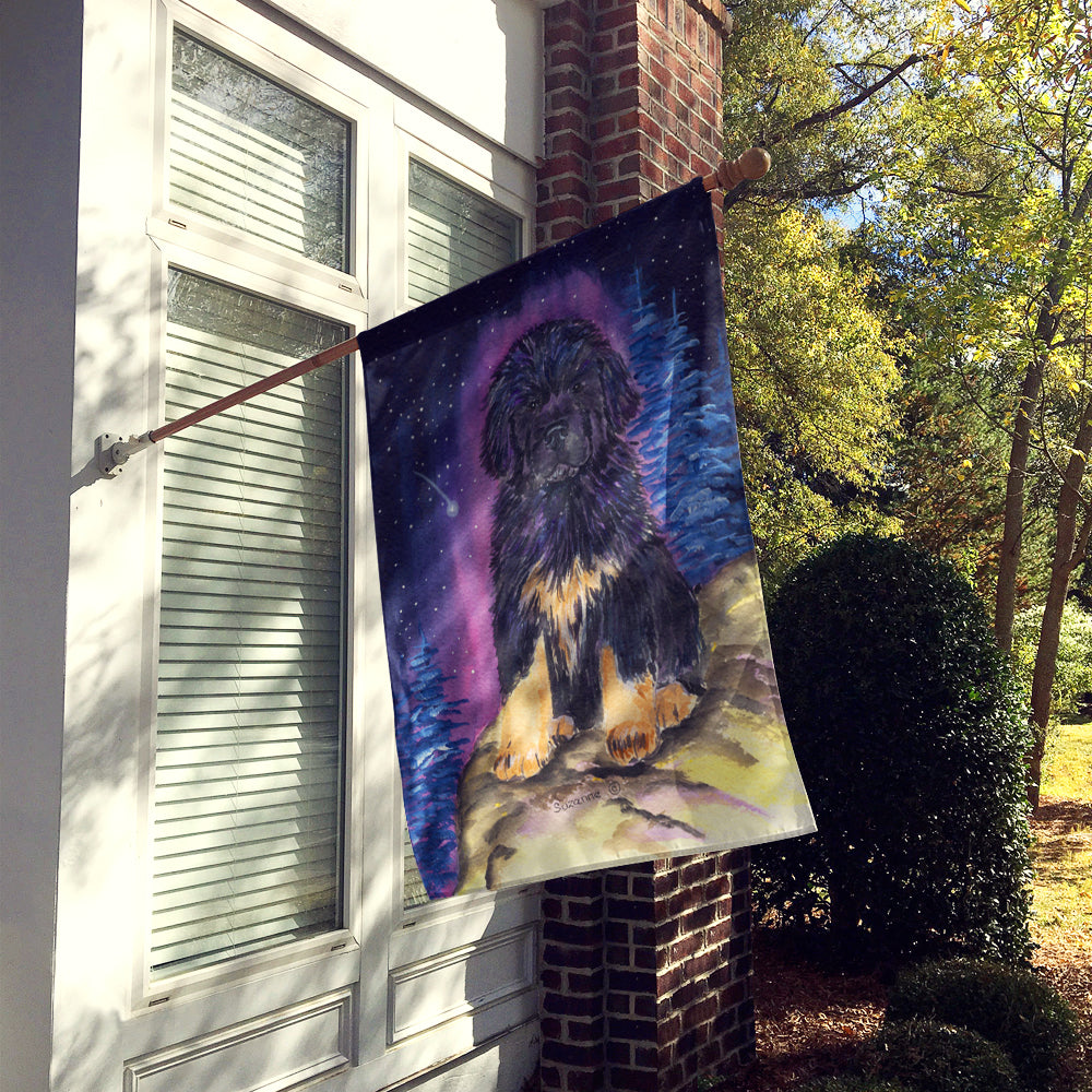 Starry Night Tibetan Mastiff House Flag 28x40 Porch Sleeve Pole Decorative Outside Yard Banner Artwork Wall Hanging, Polyester