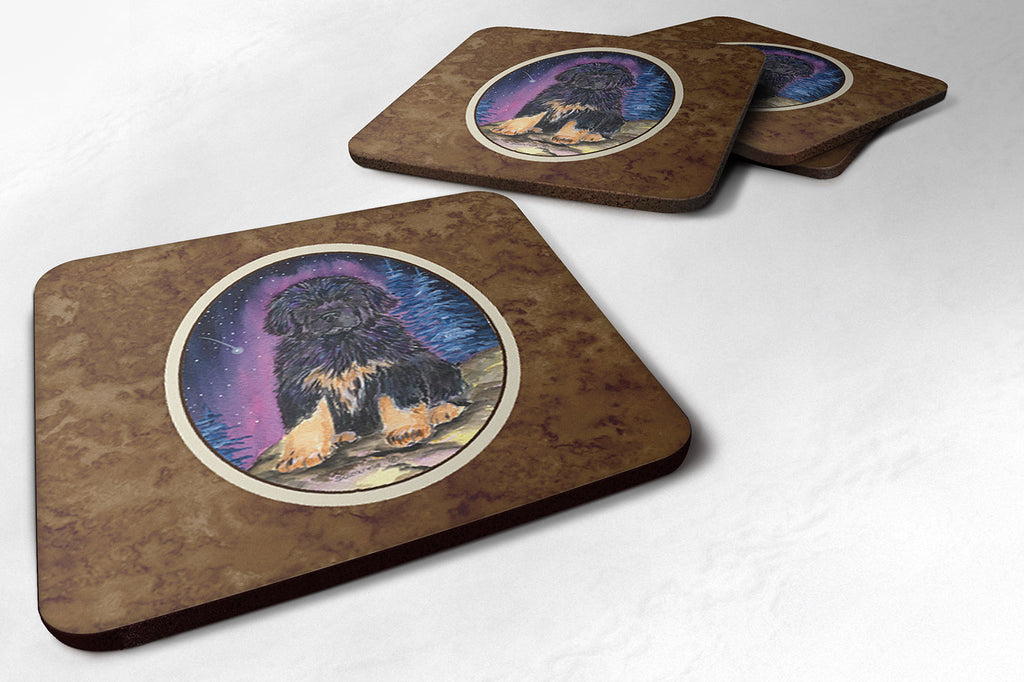 Starry Night Tibetan Mastiff Foam Coasters Set of 4 Cup Coasters for Indoor Outdoor, Tabletop Protection, Anti Slip, Mouse pad Material