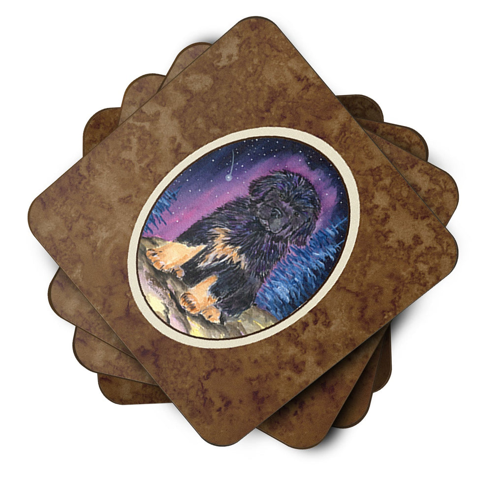 Starry Night Tibetan Mastiff Foam Coasters Set of 4 Cup Coasters for Indoor Outdoor, Tabletop Protection, Anti Slip, Mouse pad Material