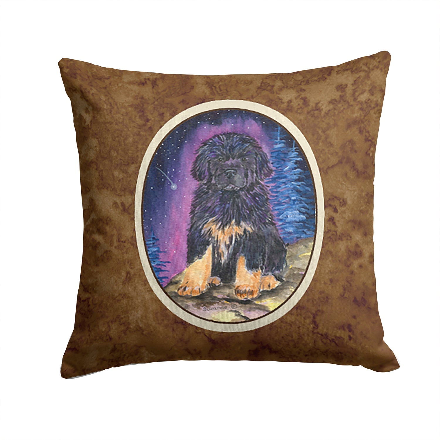 Starry Night Tibetan Mastiff Decorative Throw Pillow 14x14 Indoor Outdoor Accent Cushion, Fabric Cover with Insert for Sofa, Bed, Porch & Living Room
