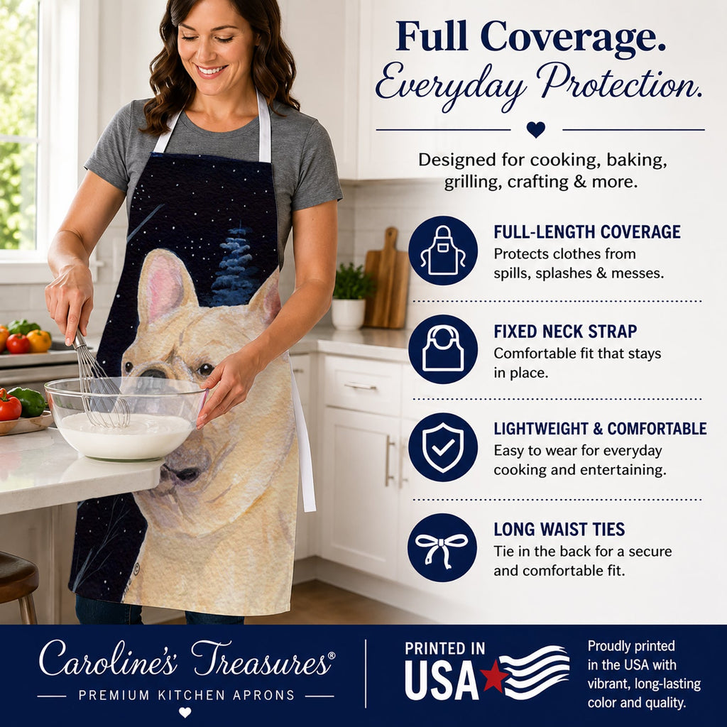 Starry Night French Bulldog Apron Cooking Kitchen Server Baking Crafts Gardening for Adult Women Men, Unisex, Large, Multicolor
