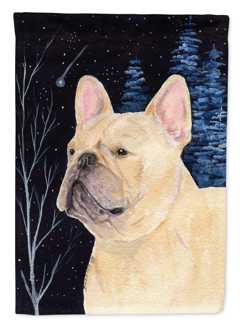 Starry Night French Bulldog House Flag 28x40 Porch Sleeve Pole Decorative Outside Yard Banner Artwork Wall Hanging, Polyester