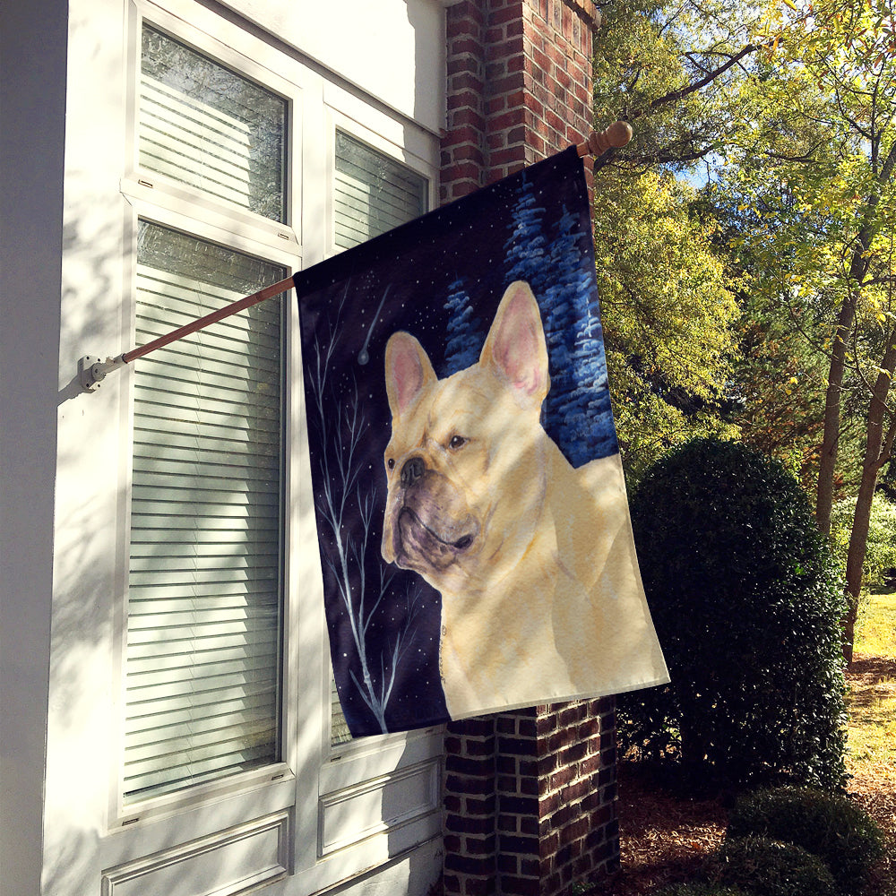 Starry Night French Bulldog House Flag 28x40 Porch Sleeve Pole Decorative Outside Yard Banner Artwork Wall Hanging, Polyester