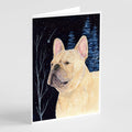 Starry Night French Bulldog Greeting Cards Pack of 8 Blank Cards with Envelopes Whimsical A7 Size 5x7