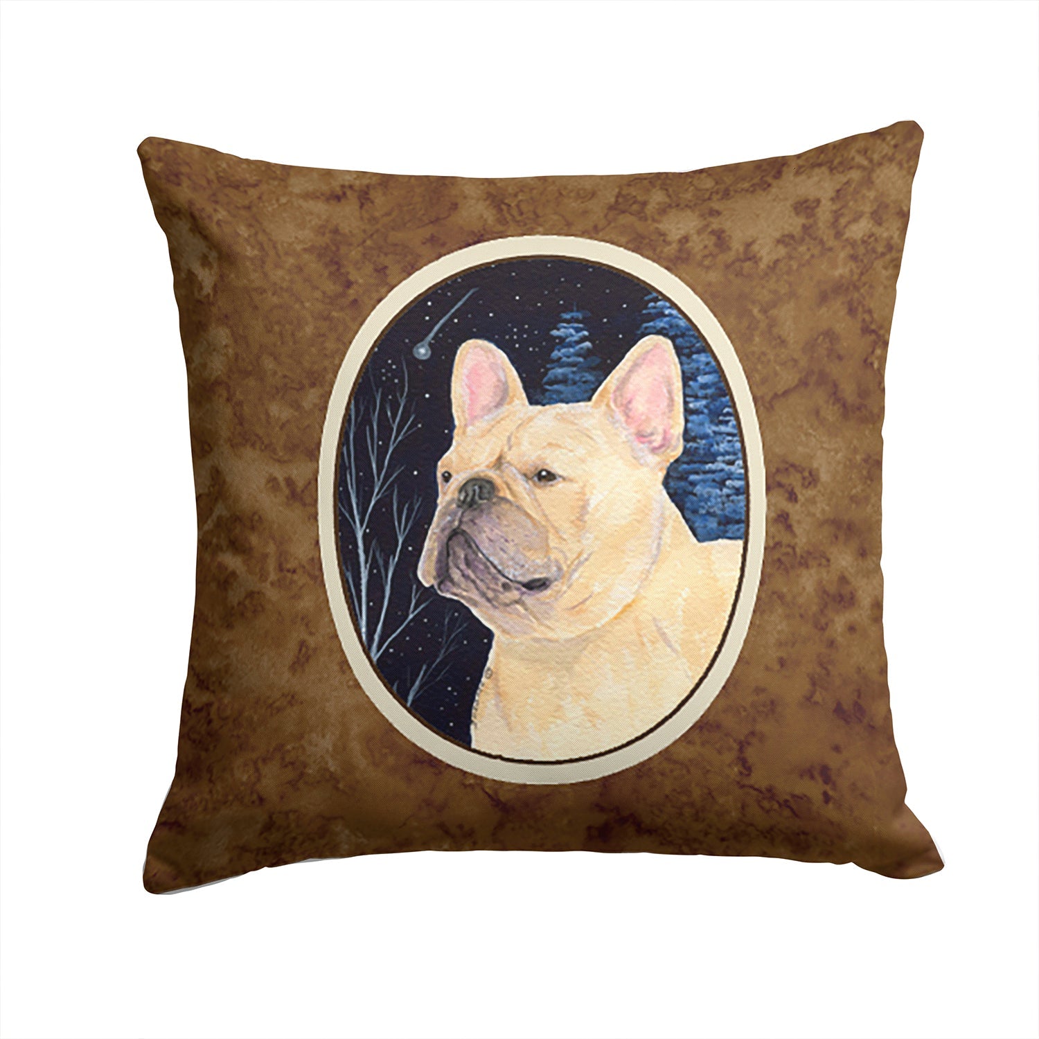 Starry Night French Bulldog Decorative Throw Pillow 14x14 Indoor Outdoor Accent Cushion, Fabric Cover with Insert for Sofa, Bed, Porch & Living Room