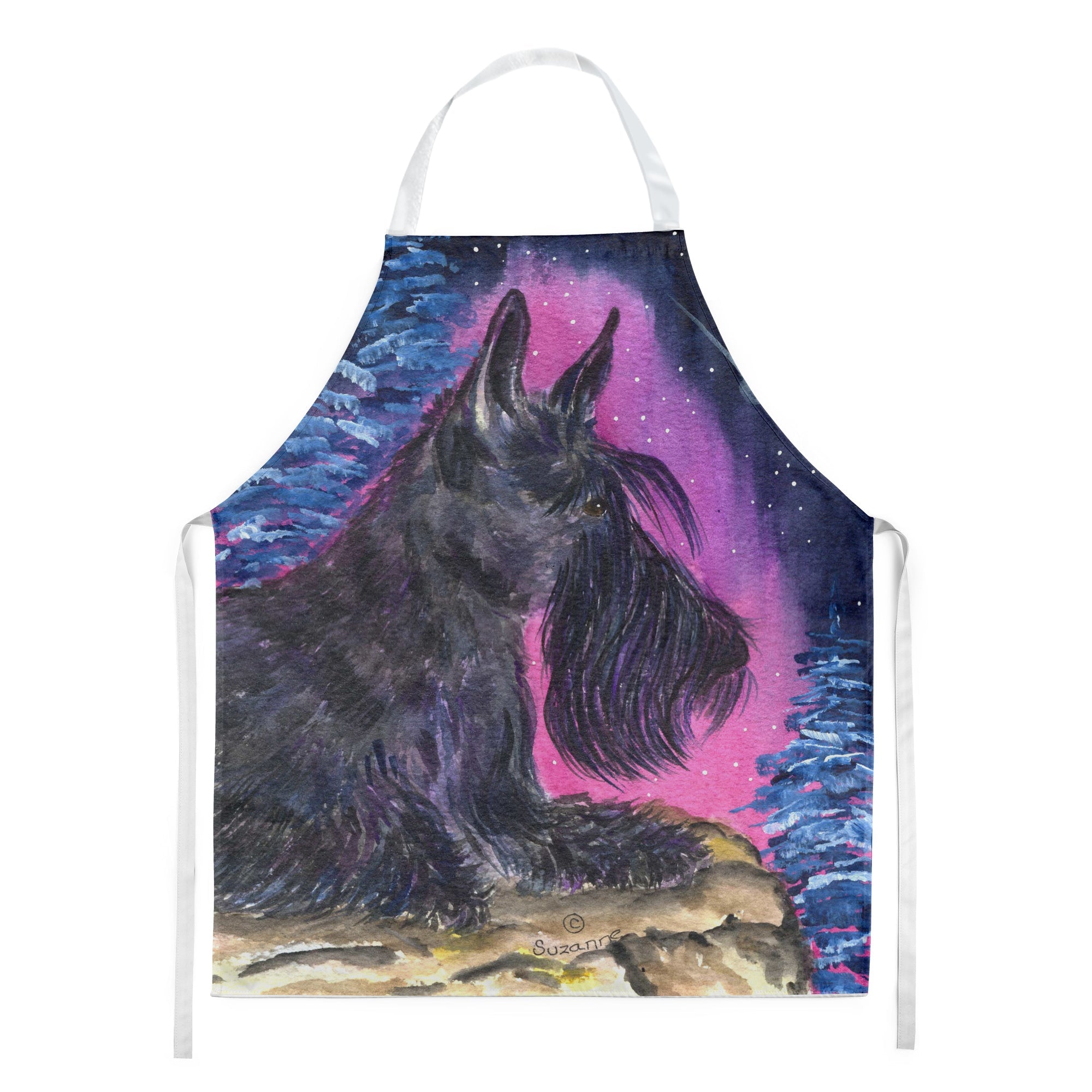 Starry Night Scottish Terrier Apron Cooking Kitchen Server Baking Crafts Gardening for Adult Women Men, Unisex, Large, Multicolor