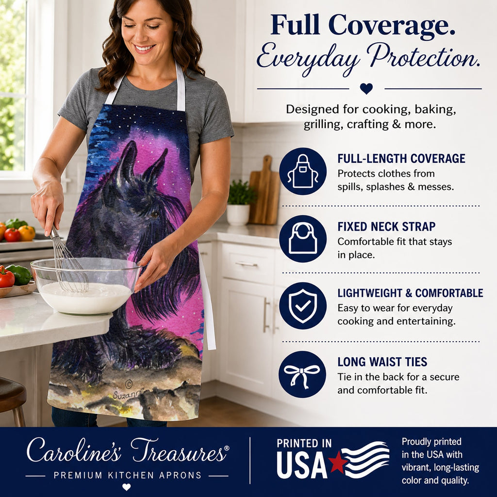 Starry Night Scottish Terrier Apron Cooking Kitchen Server Baking Crafts Gardening for Adult Women Men, Unisex, Large, Multicolor