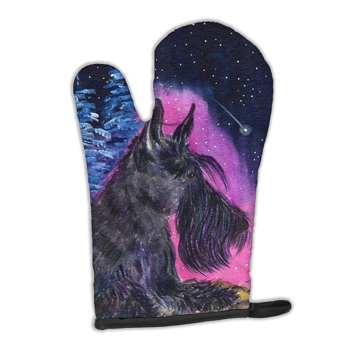 Starry Night Scottish Terrier Oven Mitt Heat Resistant Thick Oven Mitt for Hot Pans and Oven, Kitchen Mitt Protect Hands, Cooking Baking Glove