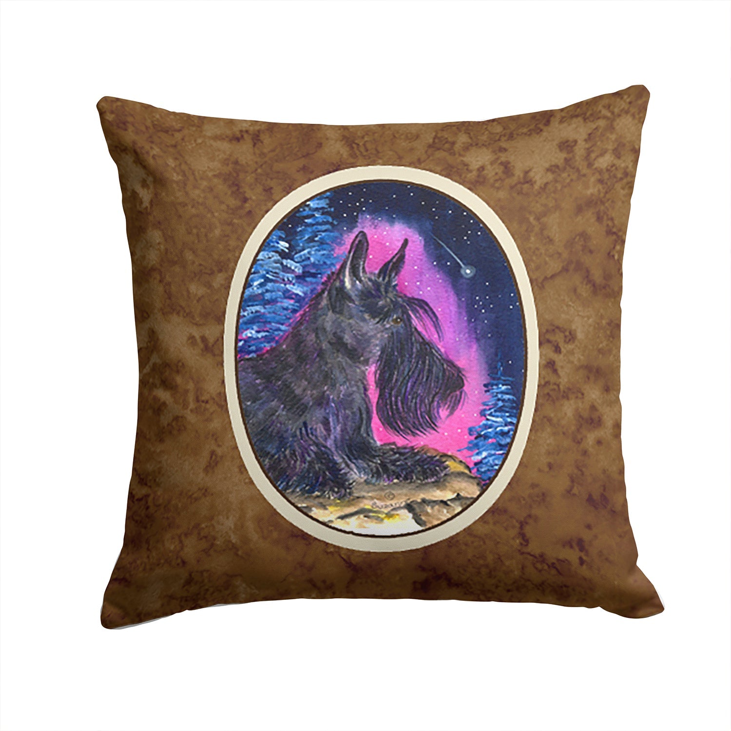 Starry Night Scottish Terrier Decorative Throw Pillow 14x14 Indoor Outdoor Accent Cushion, Fabric Cover with Insert for Sofa, Bed, Porch & Living Room