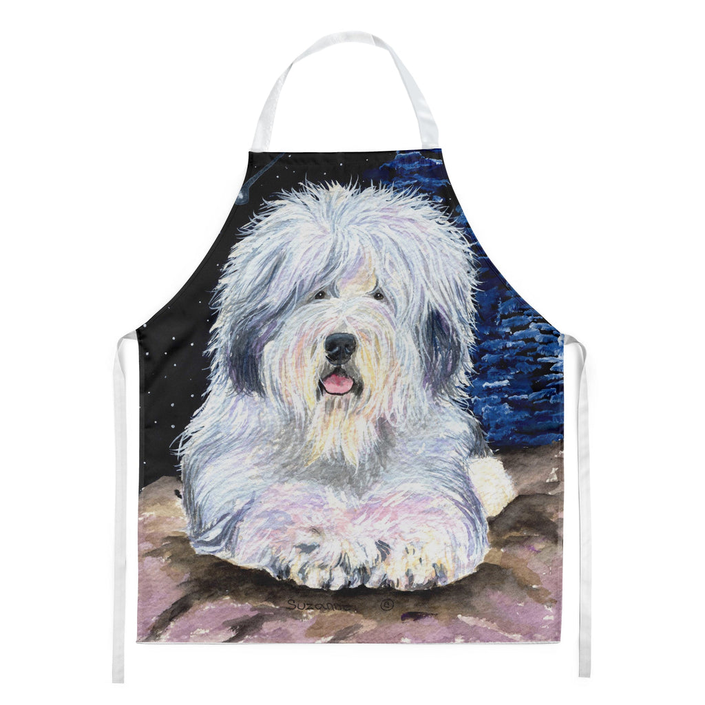 Starry Night Old English Sheepdog Apron Cooking Kitchen Server Baking Crafts Gardening for Adult Women Men, Unisex, Large, Multicolor