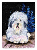 Starry Night Old English Sheepdog House Flag 28x40 Porch Sleeve Pole Decorative Outside Yard Banner Artwork Wall Hanging, Polyester
