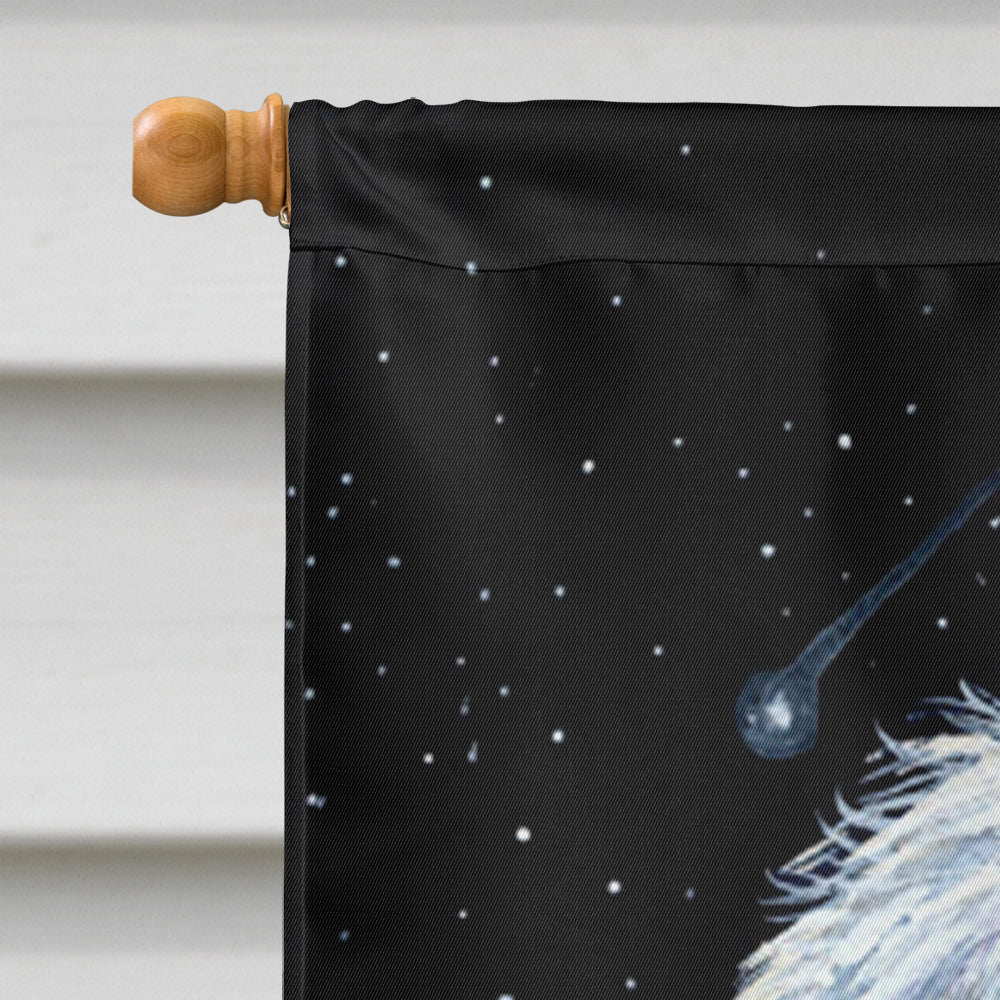 Starry Night Old English Sheepdog House Flag 28x40 Porch Sleeve Pole Decorative Outside Yard Banner Artwork Wall Hanging, Polyester