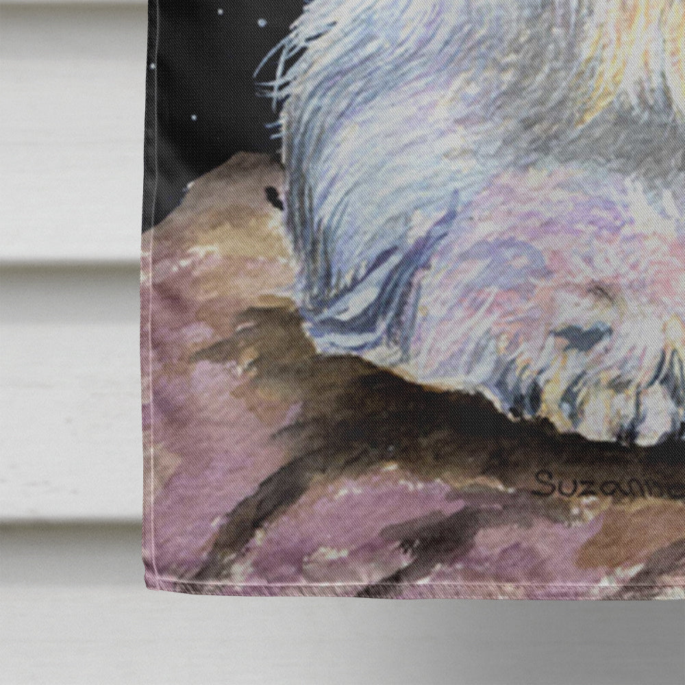 Starry Night Old English Sheepdog House Flag 28x40 Porch Sleeve Pole Decorative Outside Yard Banner Artwork Wall Hanging, Polyester