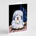Starry Night Old English Sheepdog Greeting Cards Pack of 8 Blank Cards with Envelopes Whimsical A7 Size 5x7