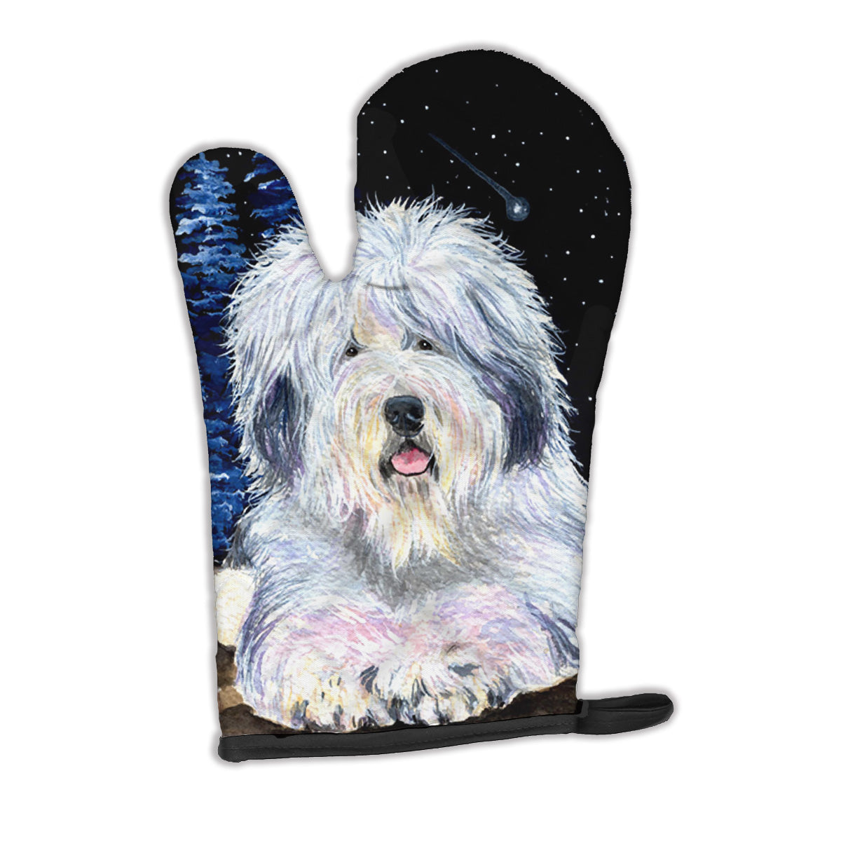 Starry Night Old English Sheepdog Oven Mitt Heat Resistant Thick Oven Mitt for Hot Pans and Oven, Kitchen Mitt Protect Hands, Cooking Baking Glove