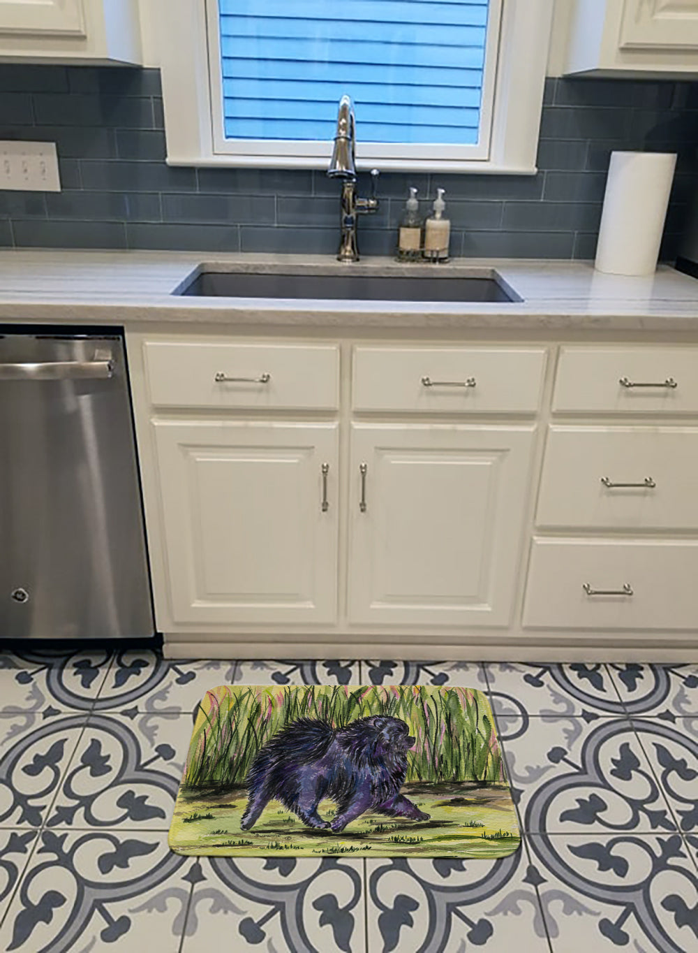 Pomeranian Memory Foam Kitchen Mat Machine Washable Anti-Fatigue Cushion Comfort Bath or Kitchen Rug