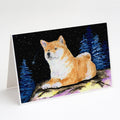 Starry Night Shiba Inu Greeting Cards Pack of 8 Blank Cards with Envelopes Whimsical A7 Size 5x7