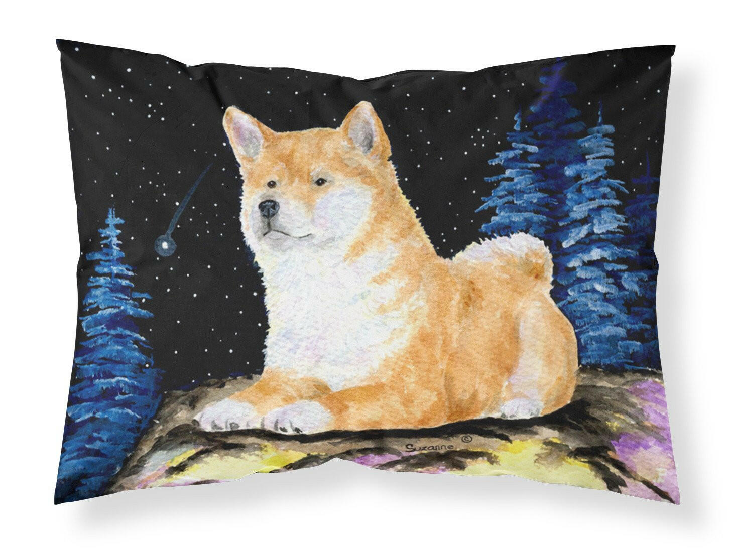 Starry Night Shiba Inu Standard Pillowcase Lightweight Super Soft Easy Care Decorative Artwork Pillowcase, Standard
