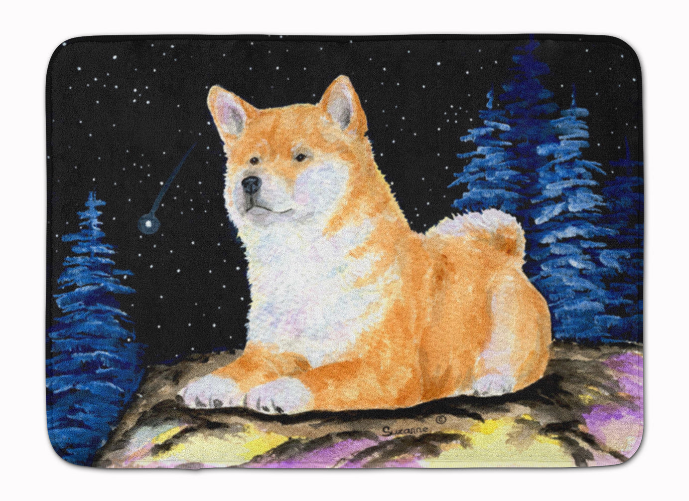 Starry Night Shiba Inu Memory Foam Kitchen Mat Machine Washable Anti-Fatigue Cushion Comfort Bath or Kitchen Rug