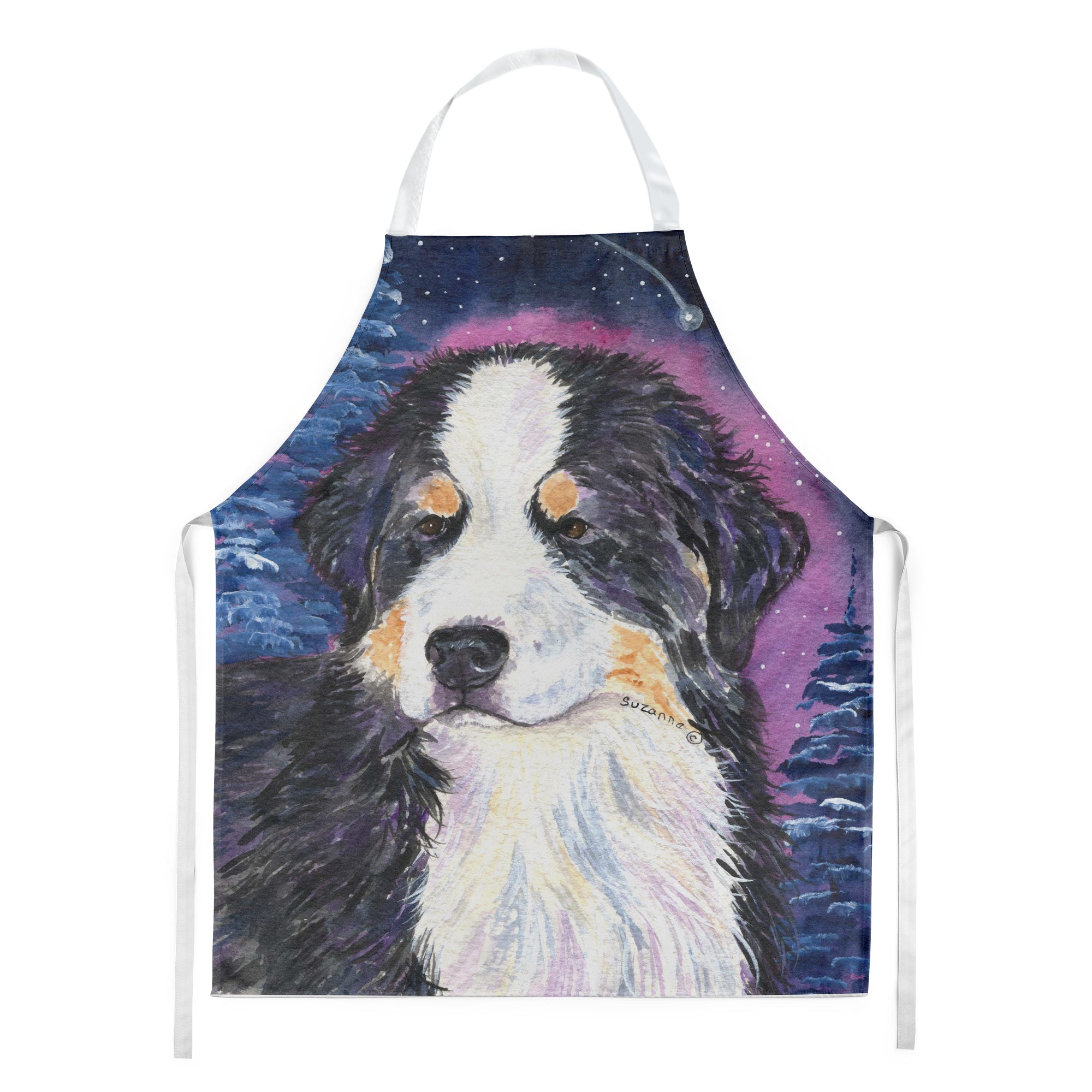 Starry Night Bernese Mountain Dog Apron Cooking Kitchen Server Baking Crafts Gardening for Adult Women Men, Unisex, Large, Multicolor