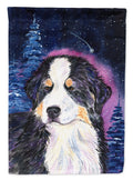 Starry Night Bernese Mountain Dog House Flag 28x40 Porch Sleeve Pole Decorative Outside Yard Banner Artwork Wall Hanging, Polyester