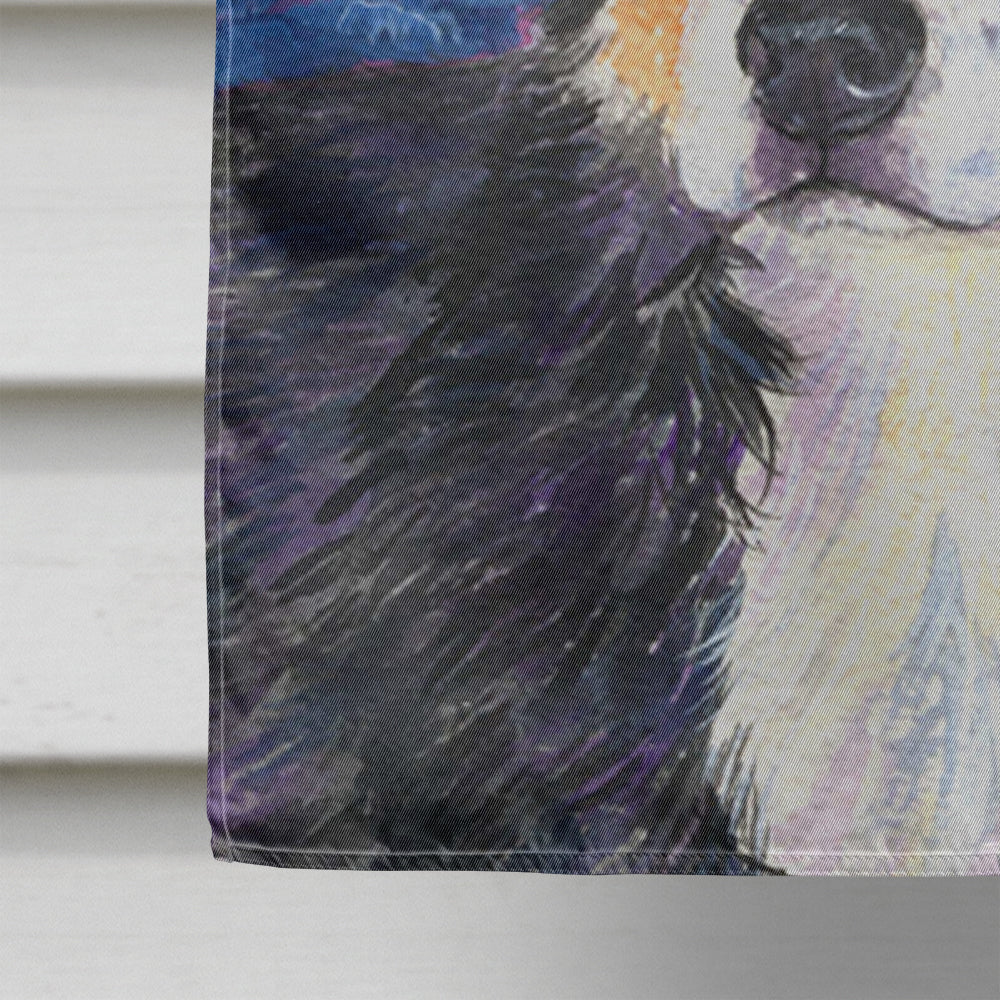 Starry Night Bernese Mountain Dog House Flag 28x40 Porch Sleeve Pole Decorative Outside Yard Banner Artwork Wall Hanging, Polyester