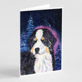 Starry Night Bernese Mountain Dog Greeting Cards Pack of 8 Blank Cards with Envelopes Whimsical A7 Size 5x7