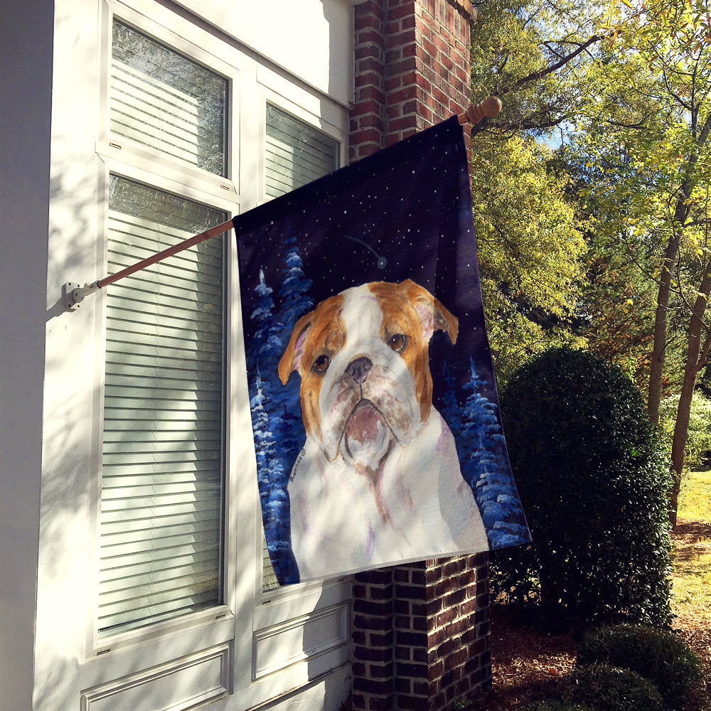 Starry Night English Bulldog House Flag 28x40 Porch Sleeve Pole Decorative Outside Yard Banner Artwork Wall Hanging, Polyester