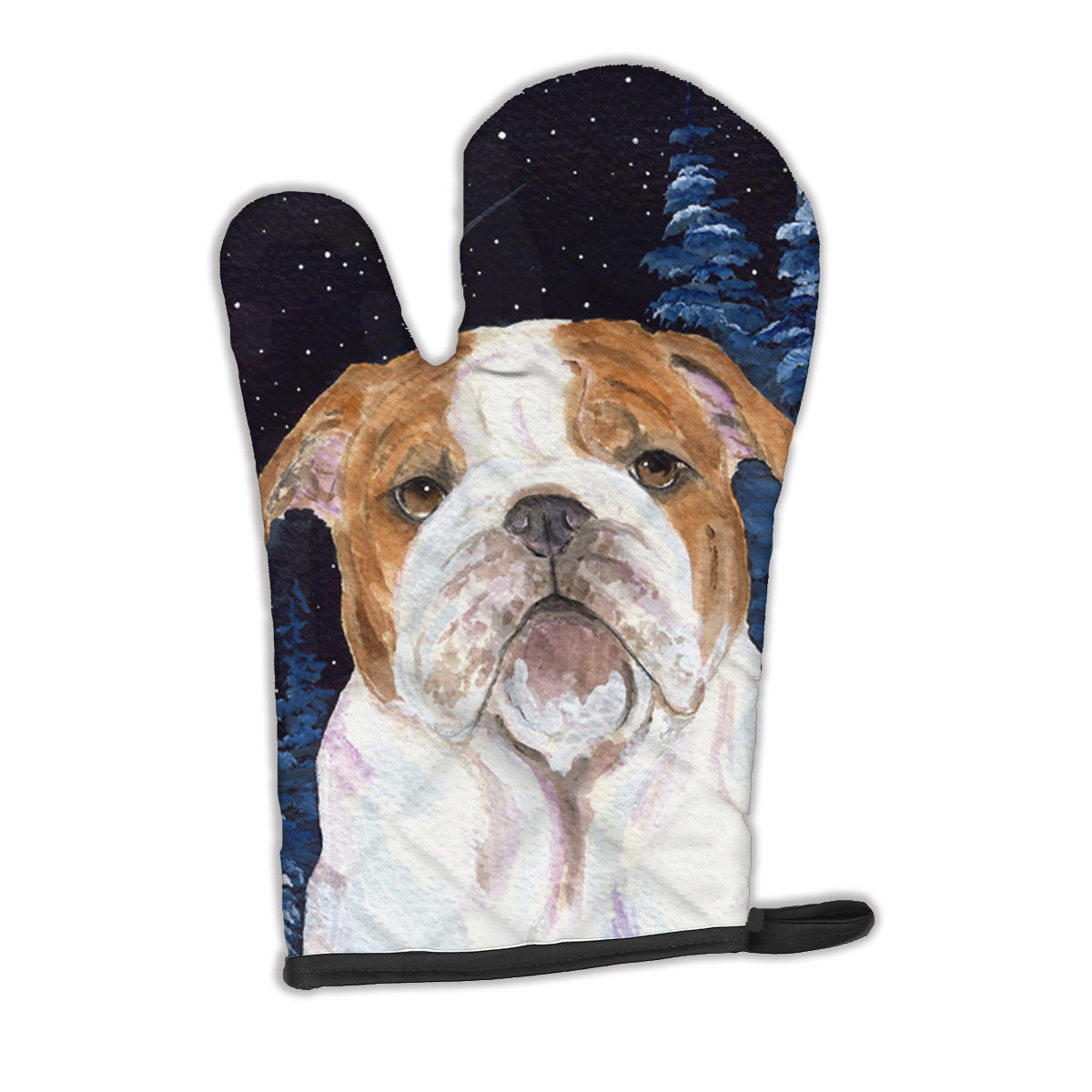 Starry Night English Bulldog Oven Mitt Heat Resistant Thick Oven Mitt for Hot Pans and Oven, Kitchen Mitt Protect Hands, Cooking Baking Glove