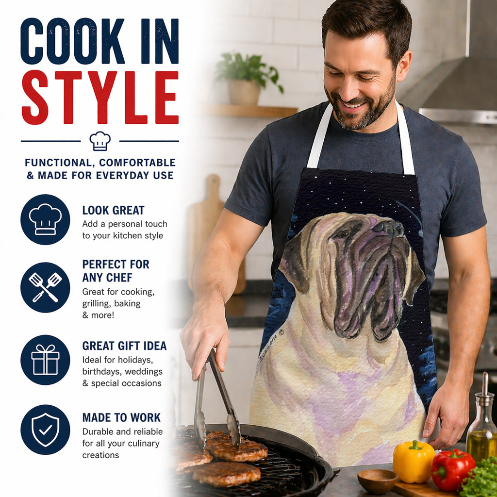 Starry Night Mastiff Apron Cooking Kitchen Server Baking Crafts Gardening for Adult Women Men, Unisex, Large, Multicolor
