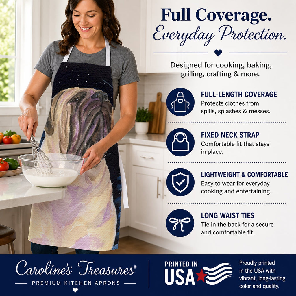 Starry Night Mastiff Apron Cooking Kitchen Server Baking Crafts Gardening for Adult Women Men, Unisex, Large, Multicolor