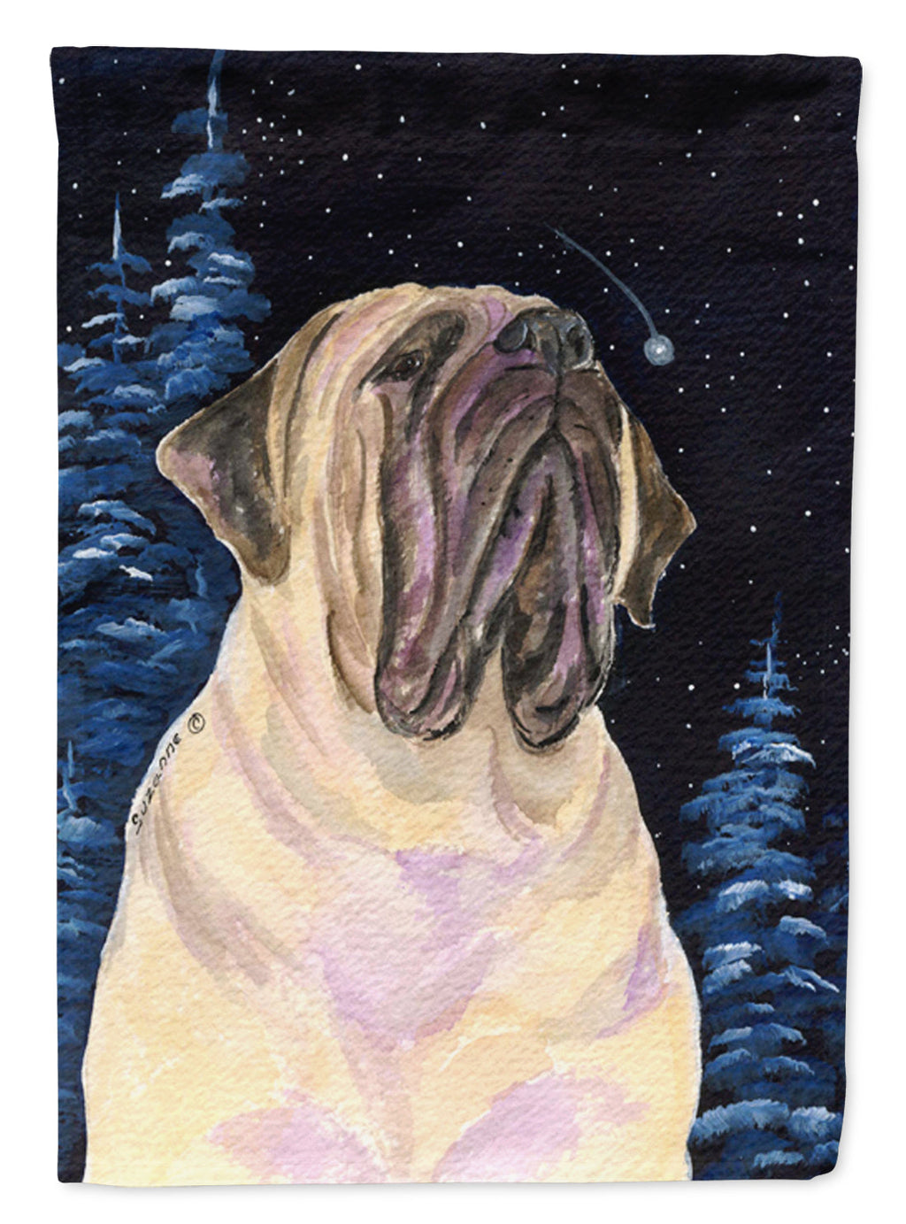 Starry Night Mastiff House Flag 28x40 Porch Sleeve Pole Decorative Outside Yard Banner Artwork Wall Hanging, Polyester